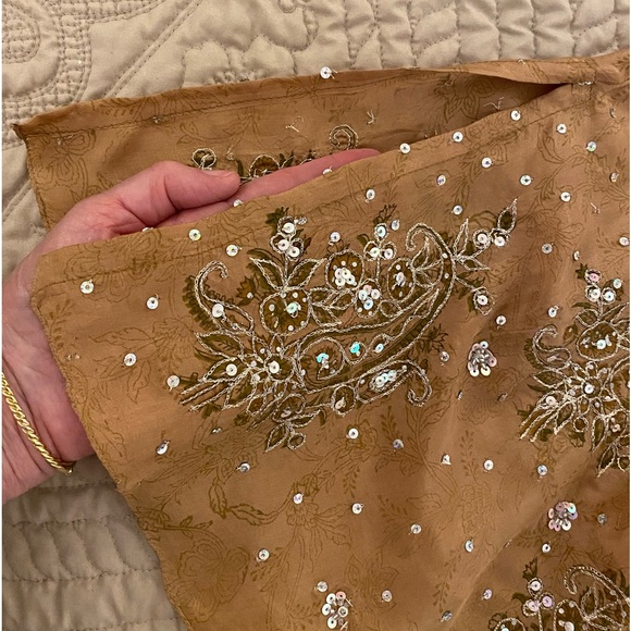 Vintage Casbah Cate Gold Sequined Silk Skirt - Picture 3 of 13